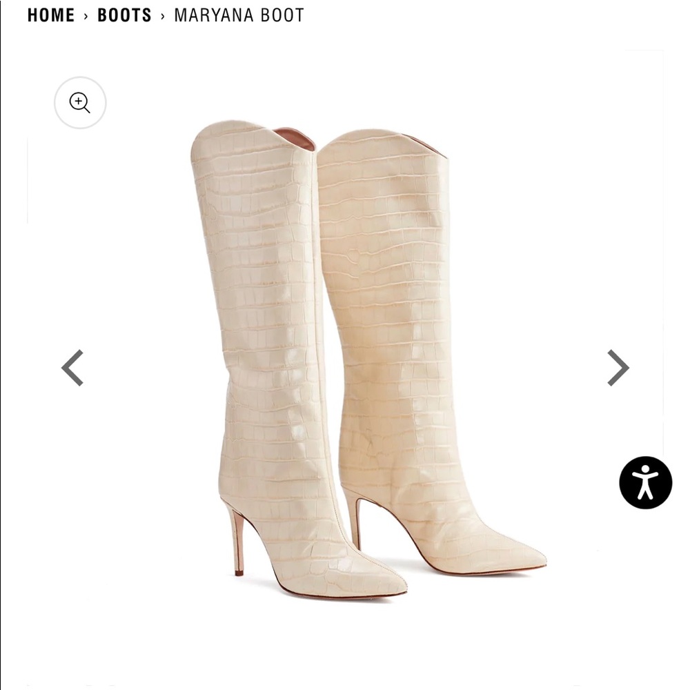 Maryana Boot - 6 / Eggshell / Crocodile Effect Leather